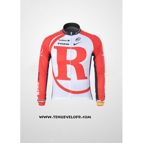 2011 Maillot Ciclismo Radioshack Blanc et Rouge Manches Longues et Cuissard