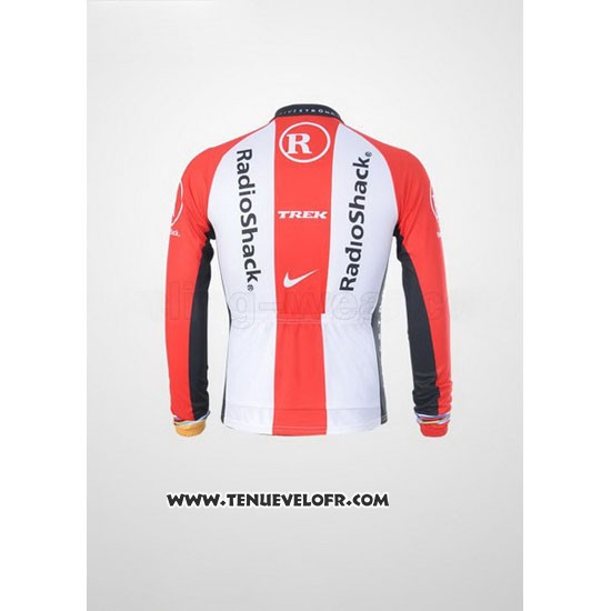 2011 Maillot Ciclismo Radioshack Blanc et Rouge Manches Longues et Cuissard