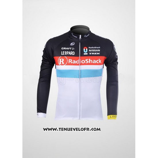 2012 Maillot Ciclismo Radioshack Noir et Blanc Manches Longues et Cuissard