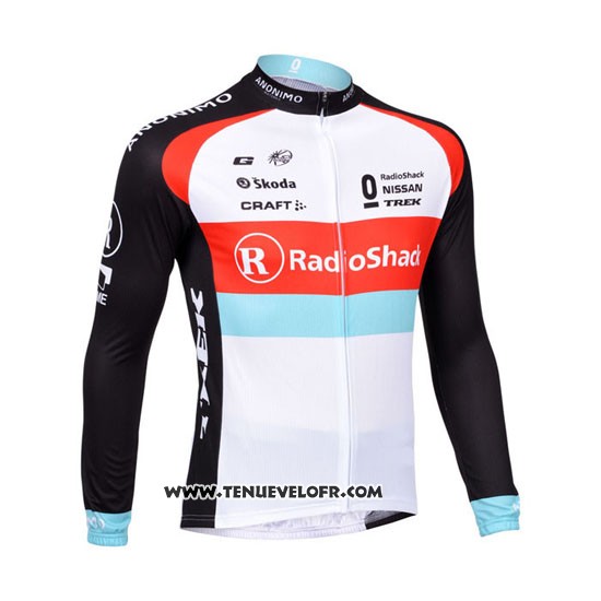 2013 Maillot Ciclismo Radioshack Blanc et Noir Manches Longues et Cuissard