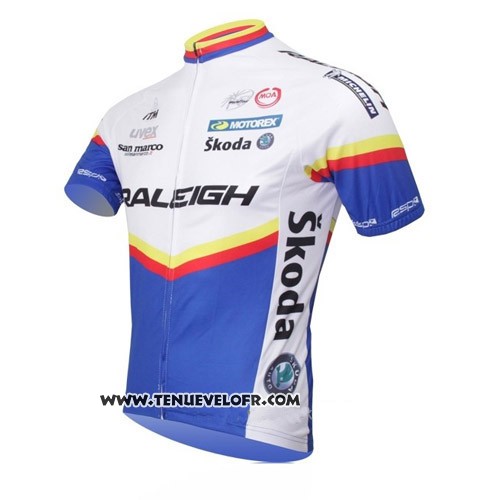 2012 Maillot Ciclismo Raleigh Bleu et Blanc Manches Courtes et Cuissard