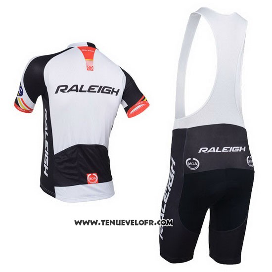 2013 Maillot Ciclismo Raleigh Blanc et Noir Manches Courtes et Cuissard