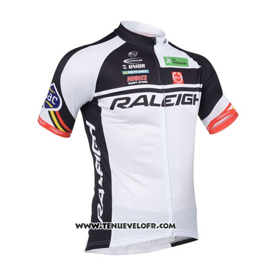 2013 Maillot Ciclismo Raleigh Blanc et Noir Manches Courtes et Cuissard