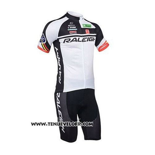 2013 Maillot Ciclismo Raleigh Noir et Blanc Manches Courtes et Cuissard