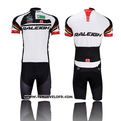 2013 Maillot Ciclismo Raleigh Noir et Blanc Manches Courtes et Cuissard