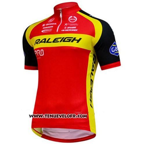 2014 Maillot Ciclismo Raleigh Noir et Rouge Manches Courtes et Cuissard