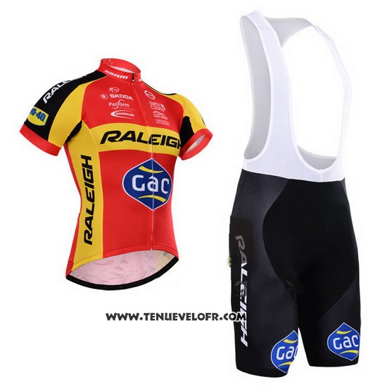 2014 Maillot Ciclismo Raleigh Noir et Rouge Manches Courtes et Cuissard
