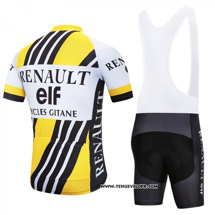 2018 Maillot Ciclismo Renaul Jaune et Blanc Manches Courtes et Cuissard