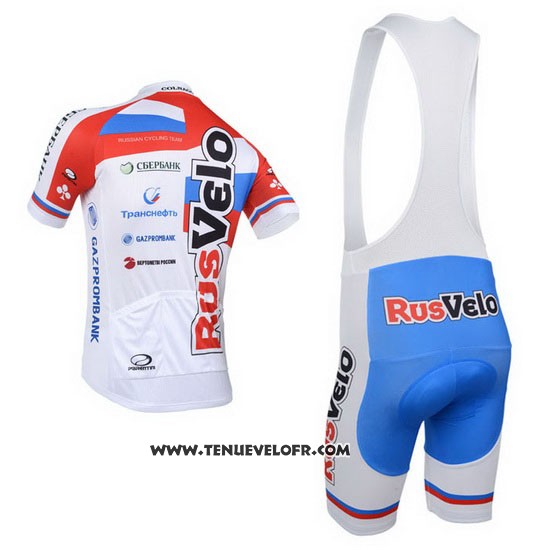2013 Maillot Ciclismo Rusvelo Blanc et Rouge Manches Courtes et Cuissard