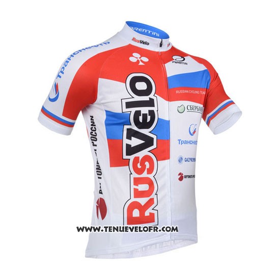 2013 Maillot Ciclismo Rusvelo Blanc et Rouge Manches Courtes et Cuissard