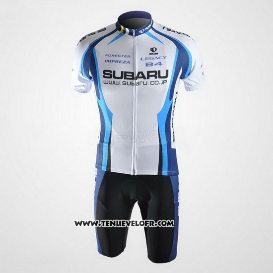 2011 Maillot Ciclismo Subaru Azur et Blanc Manches Courtes et Cuissard