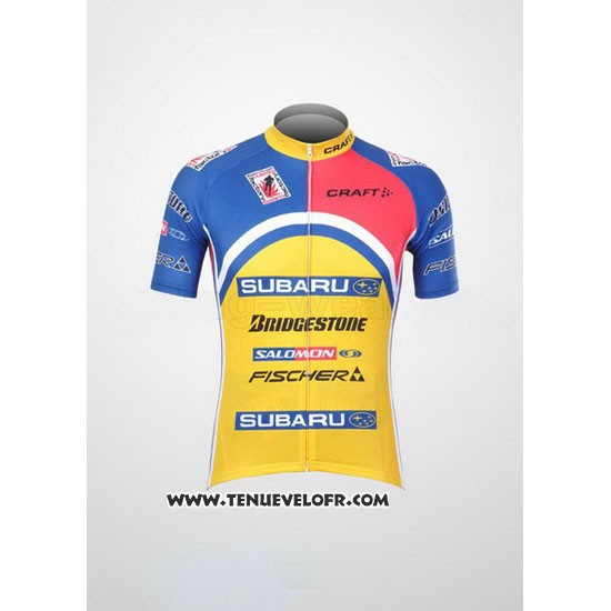 2011 Maillot Ciclismo Subaru Azur et Jaune Manches Courtes et Cuissard
