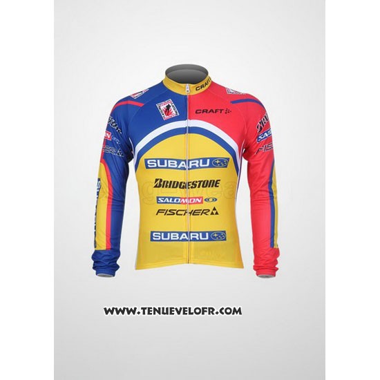 2011 Maillot Ciclismo Subaru Azur et Jaune Manches Longues et Cuissard