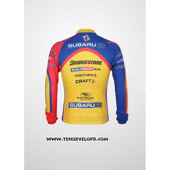 2011 Maillot Ciclismo Subaru Azur et Jaune Manches Longues et Cuissard