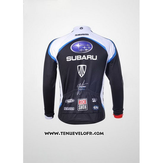 2011 Maillot Ciclismo Subaru Blanc et Noir Manches Longues et Cuissard