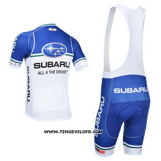 2013 Maillot Ciclismo Subaru Blanc et Azur Manches Courtes et Cuissard