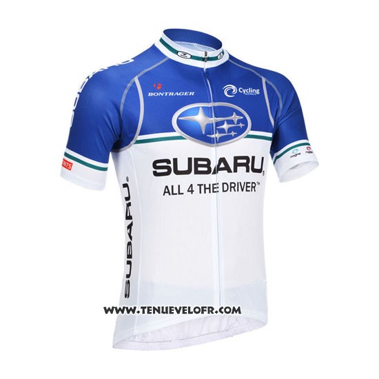 2013 Maillot Ciclismo Subaru Blanc et Azur Manches Courtes et Cuissard