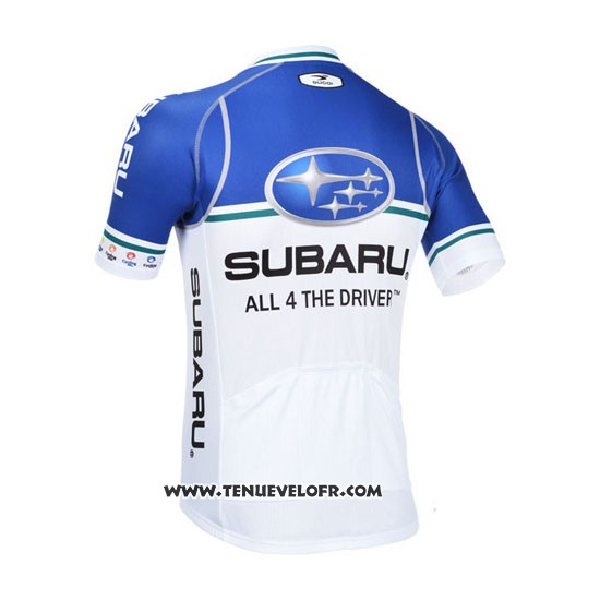2013 Maillot Ciclismo Subaru Blanc et Azur Manches Courtes et Cuissard