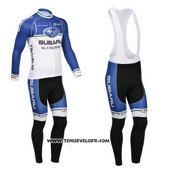 2013 Maillot Ciclismo Subaru Bleu et Blanc Manches Longues et Cuissard
