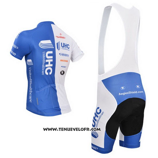 2014 Maillot Ciclismo UHC Blanc et Azur Manches Courtes et Cuissard