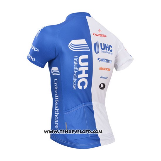 2014 Maillot Ciclismo UHC Blanc et Azur Manches Courtes et Cuissard