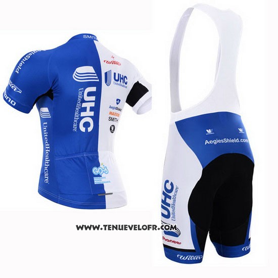 2015 Maillot Ciclismo UHC Blanc et Azur Manches Courtes et Cuissard