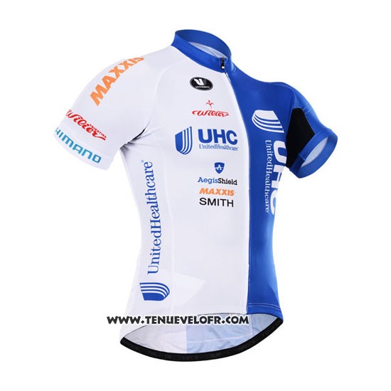 2015 Maillot Ciclismo UHC Blanc et Azur Manches Courtes et Cuissard