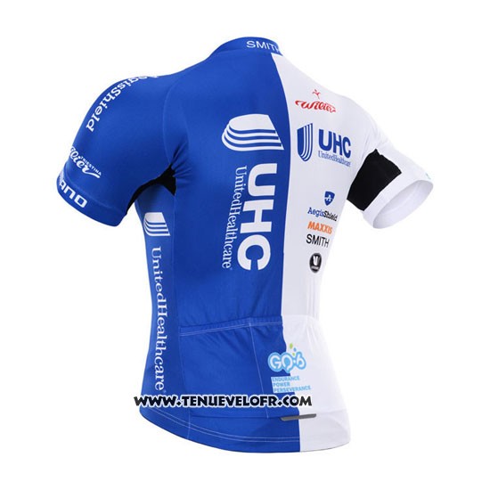 2015 Maillot Ciclismo UHC Blanc et Azur Manches Courtes et Cuissard