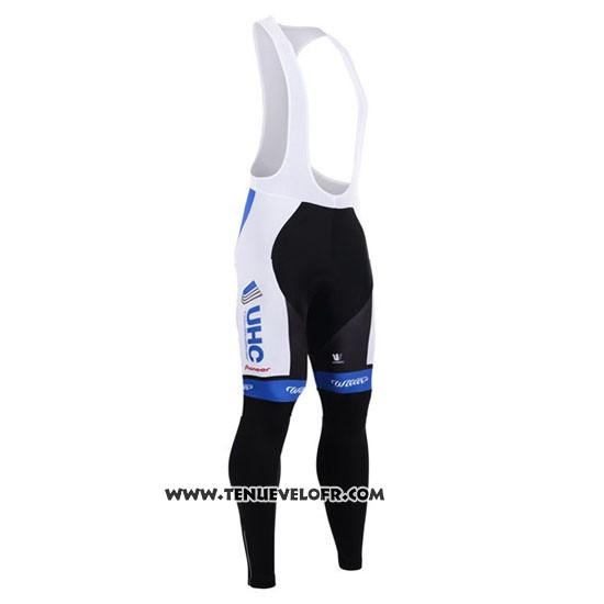 2015 Maillot Ciclismo UHC Blanc et Azur Manches Longues et Cuissard