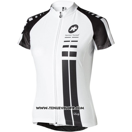 2016 Maillot Ciclismo Femme Assos Blanc et Noir Manches Courtes et Cuissard