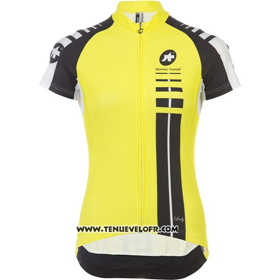 2016 Maillot Ciclismo Femme Assos Noir et Jaune Manches Courtes et Cuissard