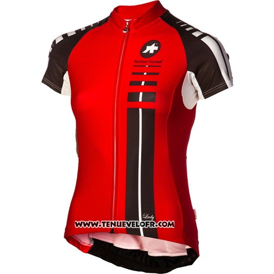 2016 Maillot Ciclismo Femme Assos Noir et Rouge Manches Courtes et Cuissard