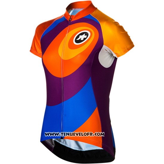 2016 Maillot Ciclismo Femme Assos Orange et Bleu Manches Courtes et Cuissard