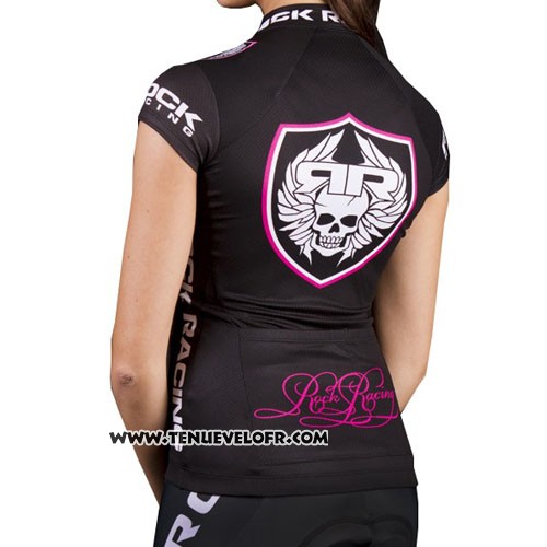 2016 Maillot Ciclismo Femme Rock Racing Marron Manches Courtes et Cuissard