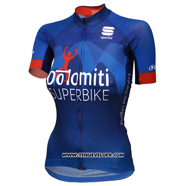 2017 Maillot Ciclismo Femme Dotomini Superbike Bleu Manches Courtes et Cuissard