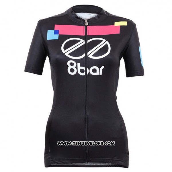 2017 Maillot Ciclismo Femme Equipo 8bar Noir Manches Courtes et Cuissard