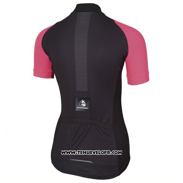 2017 Maillot Ciclismo Femme Etxeondo Neo Noir et Rose Manches Courtes et Cuissard