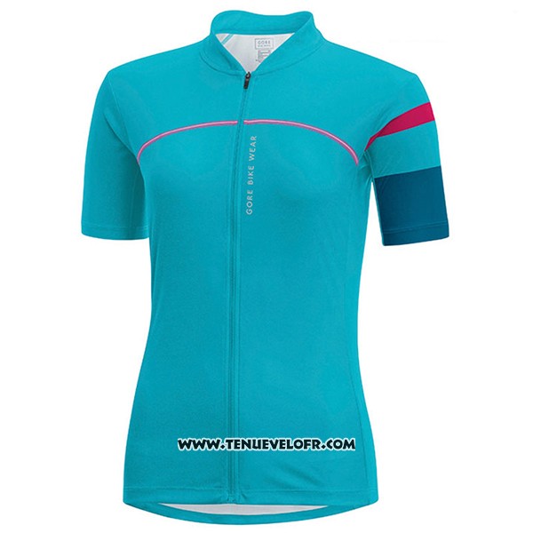 2017 Maillot Ciclismo Femme Gore Bike Wear Bleu Clair Manches Courtes et Cuissard