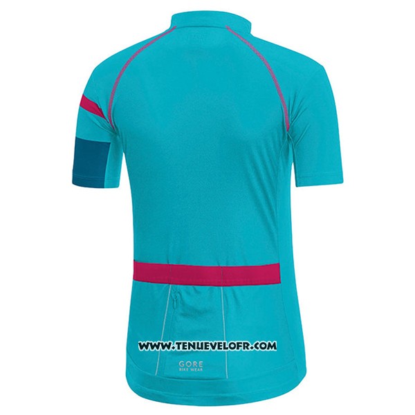 2017 Maillot Ciclismo Femme Gore Bike Wear Bleu Clair Manches Courtes et Cuissard