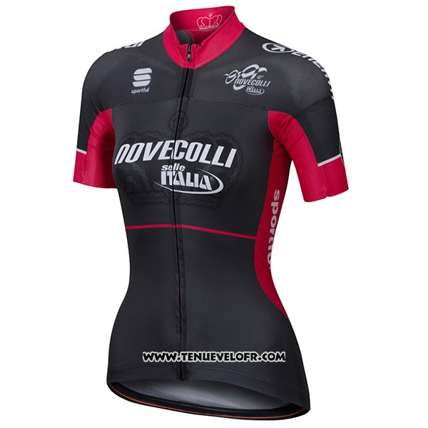 2017 Maillot Ciclismo Femme Nove Colli Noir et Rouge Manches Courtes et Cuissard