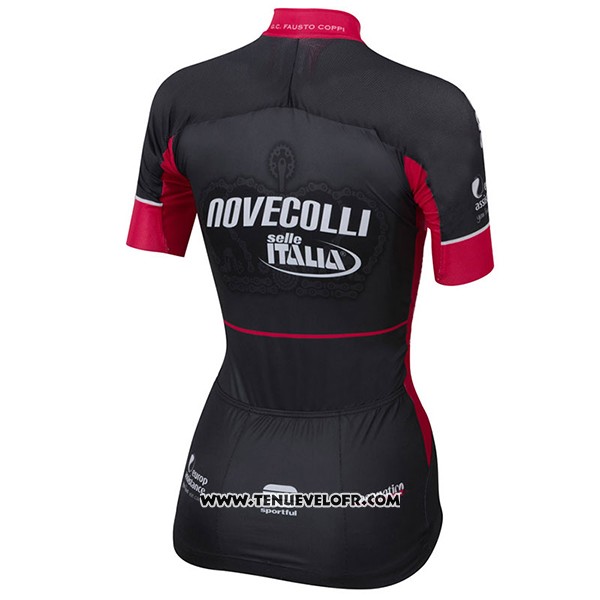 2017 Maillot Ciclismo Femme Nove Colli Noir et Rouge Manches Courtes et Cuissard