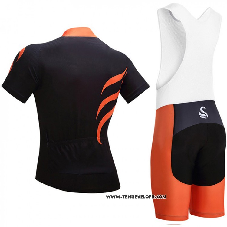 2018 Maillot Ciclismo Snovaky Noir et Orange Manches Courtes et Cuissard