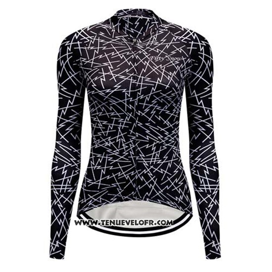 2019 Maillot Ciclismo Femme Delle Noir Blanc Manches Longues et Cuissard