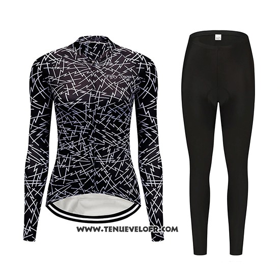 2019 Maillot Ciclismo Femme Dirty Snow Noir Manches Longues et Cuissard