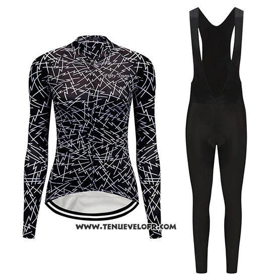 2019 Maillot Ciclismo Femme Dirty Snow Noir Manches Longues et Cuissard