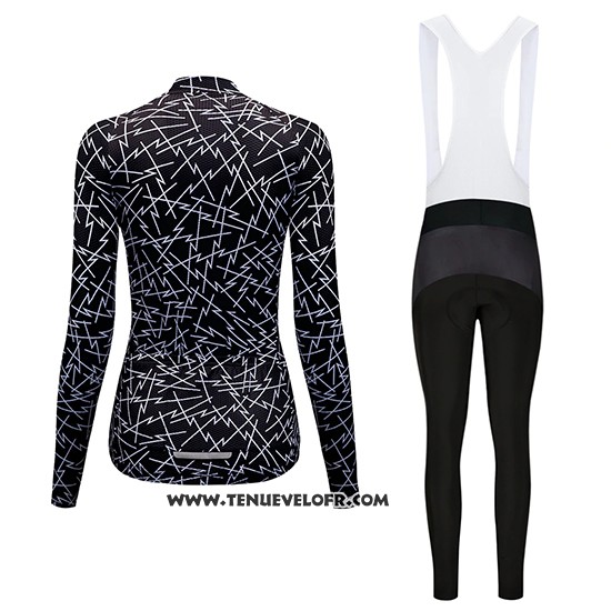 2019 Maillot Ciclismo Femme Dirty Snow Noir Manches Longues et Cuissard