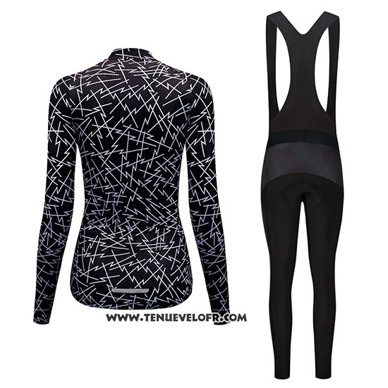 2019 Maillot Ciclismo Femme Dirty Snow Noir Manches Longues et Cuissard