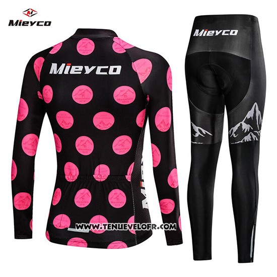 2019 Maillot Ciclismo Femme Mieyco Noir Rose Manches Longues et Cuissard
