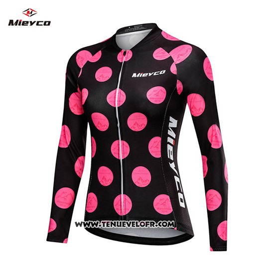 2019 Maillot Ciclismo Femme Mieyco Noir Rose Manches Longues et Cuissard