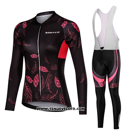 2019 Maillot Ciclismo Femme Mieyco Noir Rouge Manches Longues et Cuissard